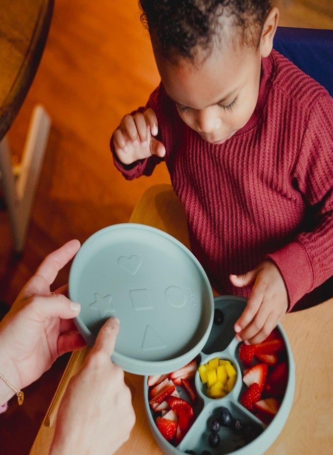 TalkTools Toddler Plates with Lids - Silicone Toddler Plates - Mess-Free Feeding with Plate Lid - Perfect for Self-Feeding Development - Strong Suction, BPA-Free, Dishwasher Safe (Cloud) - Image 3